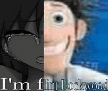 a picture of a girl and a picture of a man with the words `` i 'm flint lockwood '' on it .