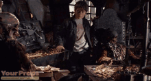 a boy standing in front of a treasure chest that says " your props " on it