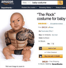 a baby is dressed in a rock costume on the amazon website