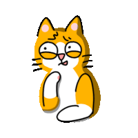 a cartoon drawing of a cat with a sad look on its face