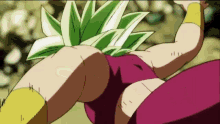 a close up of a person 's butt in a cartoon with a plant growing out of it .