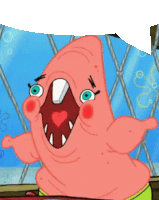 patrick star from spongebob squarepants is making a face with his mouth open