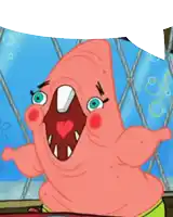 patrick star from spongebob squarepants is making a face with his mouth open