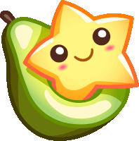 a cartoon illustration of an avocado with a star on top