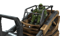 a man in a green helmet is sitting in a vehicle with the number 111 on his chest