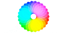 a rainbow colored circle with a white center on a white background