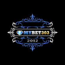 a logo for mybet303 2012 with a diamond in the middle