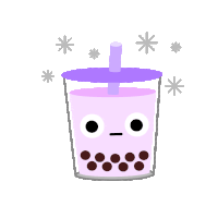 a cartoon drawing of a cup of bubble tea with a straw