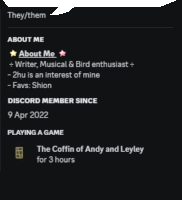 a screenshot of a person 's profile which says they / them