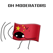 a drawing of a red flag with a yellow star and the words oh moderators below it