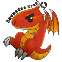 a drawing of a red dragon with the words " sanasdee kraai " written around it