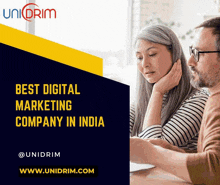 a man and a woman looking at a laptop with the words " best digital marketing company in india "