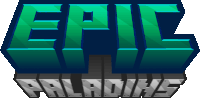 a logo for epic paladins with a blue and green color scheme