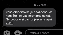 a screenshot of a text message from dnes at 21:57