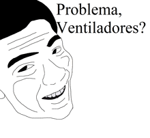 a black and white drawing of a man 's face with the words problema ventiladores