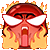 a cartoon angry face with flames coming out of it 's eyes .