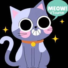 a cartoon cat with a speech bubble saying meow vt curse