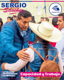 a poster for sergio sanchez with a woman in a hat