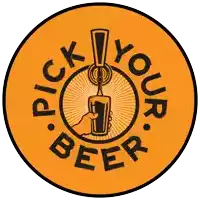 an orange circle with the words " pick your beer " around it