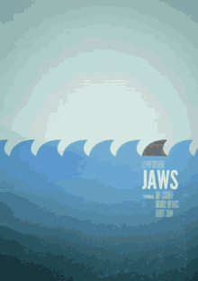 a poster for jaws shows a shark 's tooth coming out of the ocean