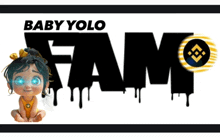 a baby is sitting in front of a logo that says baby yolo fam