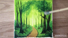 a painting of a path through a forest is made by chloe art