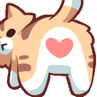 a cartoon cat with a heart on its butt