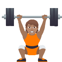 a cartoon illustration of a woman squatting and lifting a barbell over her head