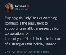 ladykaid wrote a tweet about buying girls onlyfans vs watching porn hub