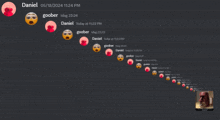 a screenshot of a discord conversation with daniel and goober