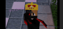 a minecraft character wearing a crown and a black cape