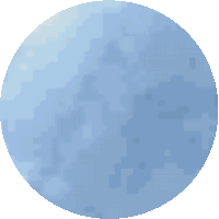 a pixel art drawing of a blue circle with a white background