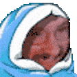 a pixel art drawing of a person with their mouth open