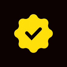 a yellow icon with a check mark inside of it on a black background