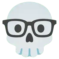 a skull is wearing glasses and has a heart shaped nose