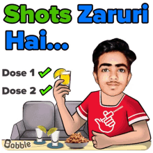 a cartoon of a man holding a shot glass with the words " shots zaruri hai " below him