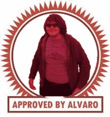 a picture of a woman in a circle with the words approved by alvaro below her