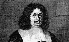 a black and white drawing of a man with long hair