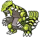 a pixel art drawing of a pokemon with a helmet on .