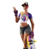 a girl with a unicorn on her shirt holds a skateboard