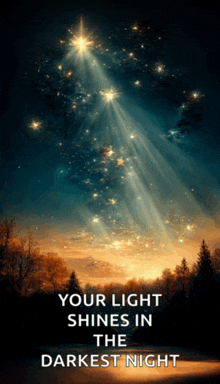 a poster with a quote that says your light shines in the darkest night