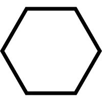 a black and white outline of a hexagon with a white background