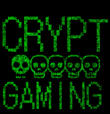 the word crypt gaming is displayed in green letters on a black background