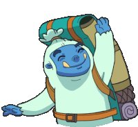 a cartoon of a yeti carrying a backpack