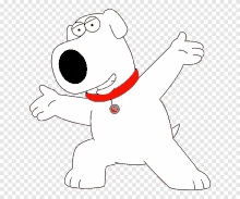 a cartoon dog with a red collar and a yellow tag on it