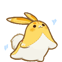 a cartoon of a yellow and white rabbit with a star on its face