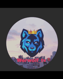 a blue wolf with a crown on its head and the words werwolf tv