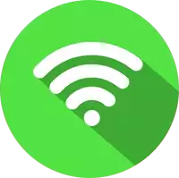 a green circle with a white icon of a wifi signal