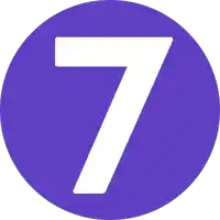 a purple circle with a white number 7 inside