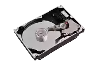 the inside of a hard drive is shown on a white backdrop